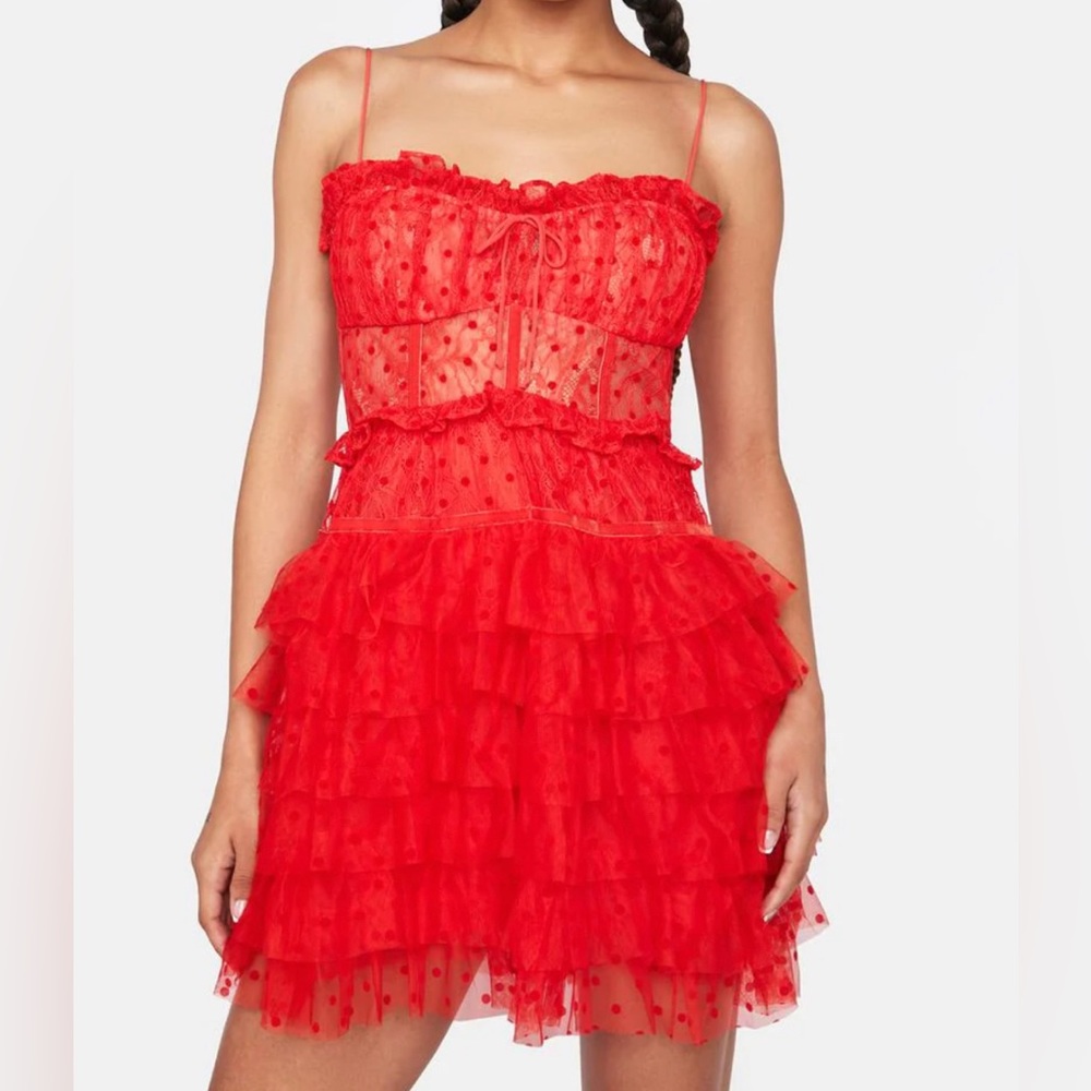 For Love and Lemons Jules Mini Dress Red